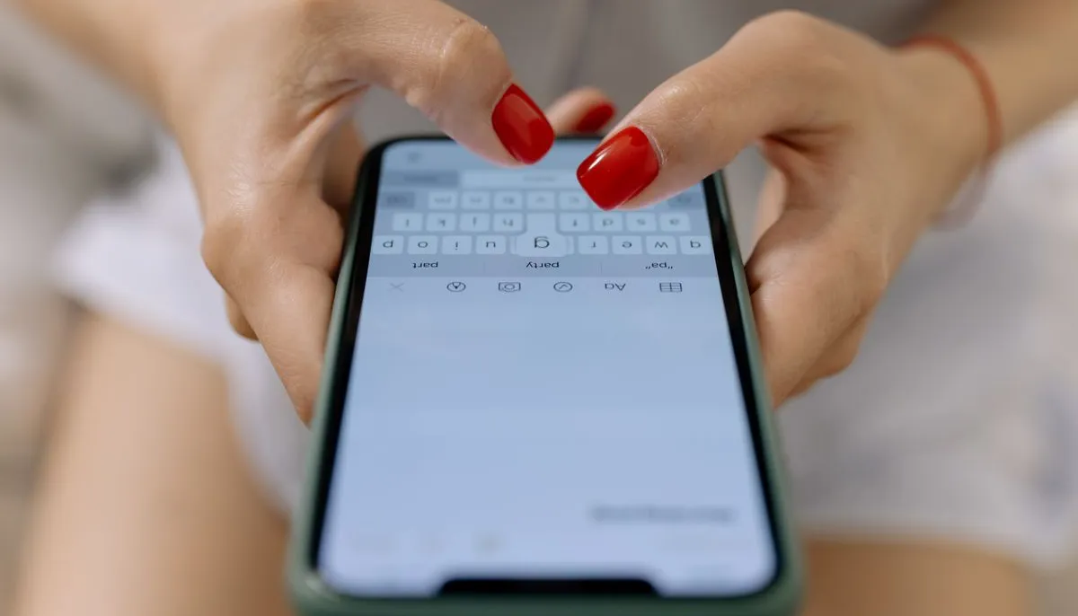 Dłonie piszące podpis na telefonie — jak dobierać hashtagi na Instagramie w 2026 roku